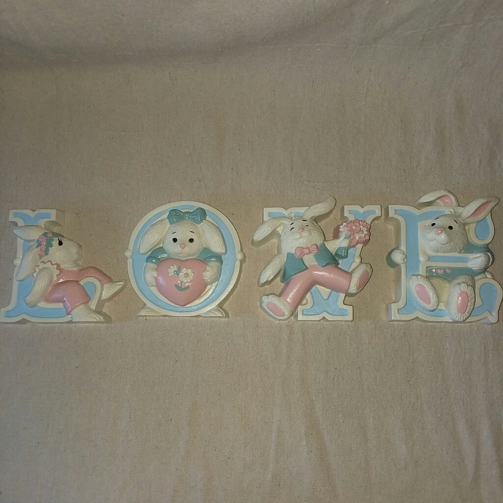 Homco bunny love wall hangers